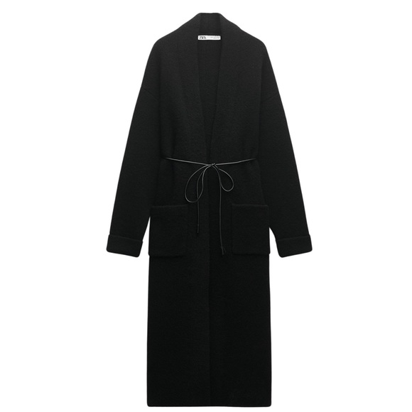 Zara Jackets & Blazers - BELTED WOOL BLEND KNIT COAT